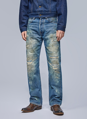 UNSOLUTE 烈马 25西部牛王 威格面料 PRPS NBHD 水洗做旧 牛仔裤