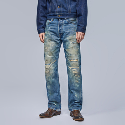 UNSOLUTE 烈马 25西部牛王 威格面料 PRPS NBHD 水洗做旧 牛仔裤