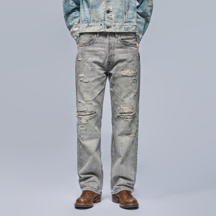 UNSOLUTE 月岩破坏 鼓手2代 15OZ重磅灰牛 NBHD 水洗做旧 牛仔裤