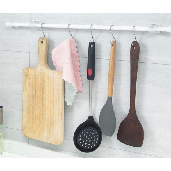 免打孔窗帘杆固定器粘贴式杆夹横杆门帘杆挂夹挂钩支架伸缩杆夹子