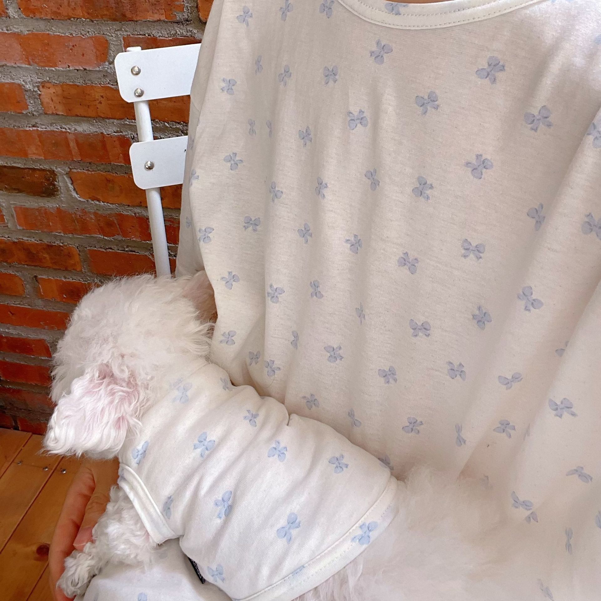 宠物同款亲子装小狗衣服猫咪薄款棉质家居睡衣裙泰迪短袖比熊背心