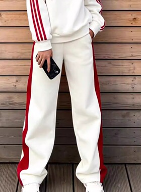 Adidas阿迪达斯新年款女拼色宽松休闲针织长裤IN5140JZ1650JL9289