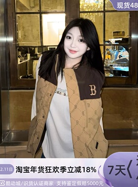 MLB男女同款防风保暖合身简约撞色羽绒马甲3ADVM0156-3ADVI0126