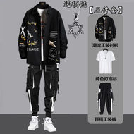 秋季港风涂鸦长袖休闲三件套套装