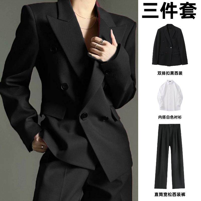 英伦风双排扣西服套装男青少年
