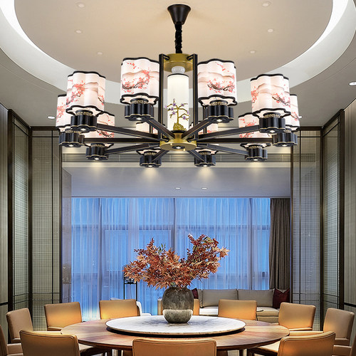 餐厅吊灯新中式带射灯的包厢主灯