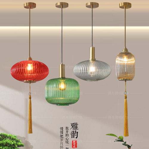 玻璃灯笼吊灯新中式全铜轻奢