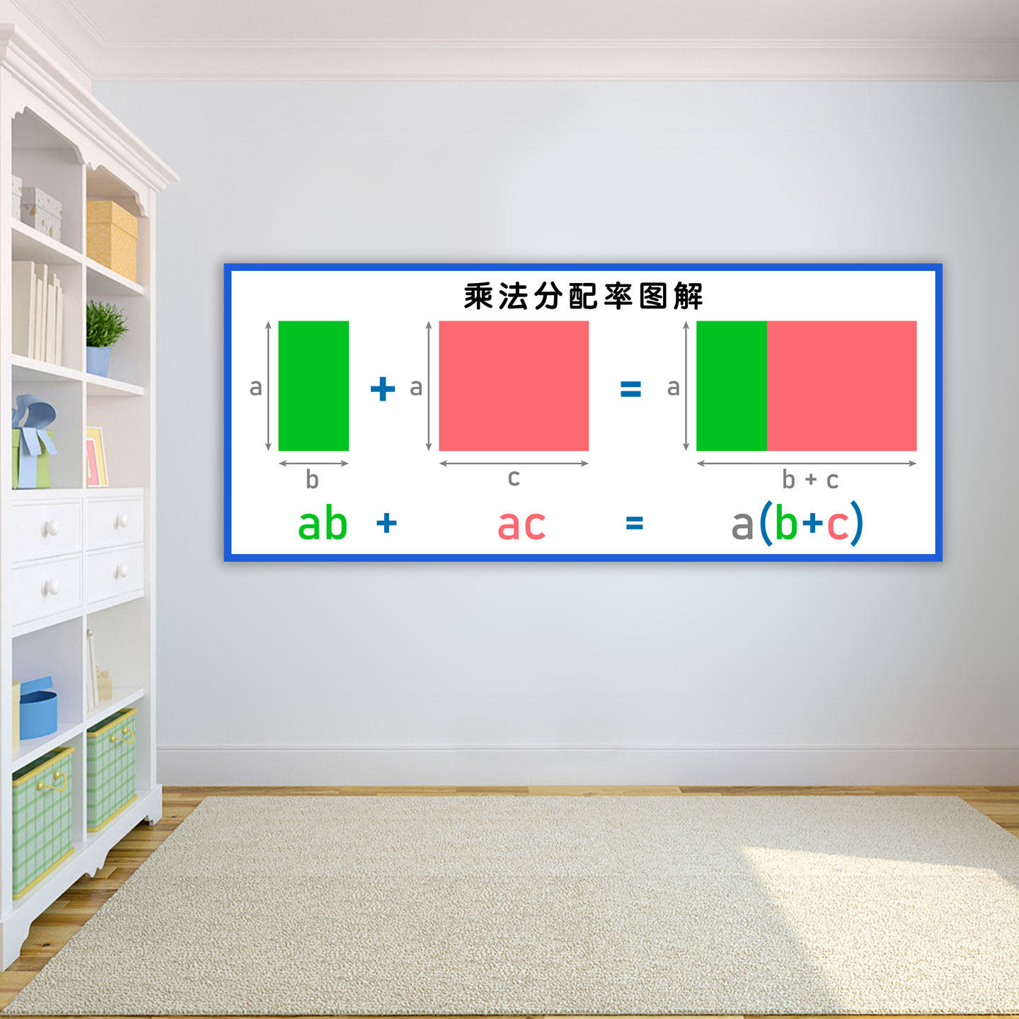阶绿数学辅导班墙贴纸 乘法分配率图示证明贴纸 小学生卧室贴饰,家居饰品,软装墙贴,淘宝优惠券,粉丝福利购,淘宝优惠卷
