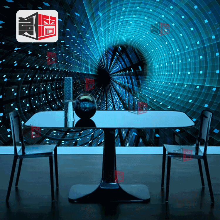 3d科技感背景壁纸 大数据抽象墙纸 编程教育定制壁画