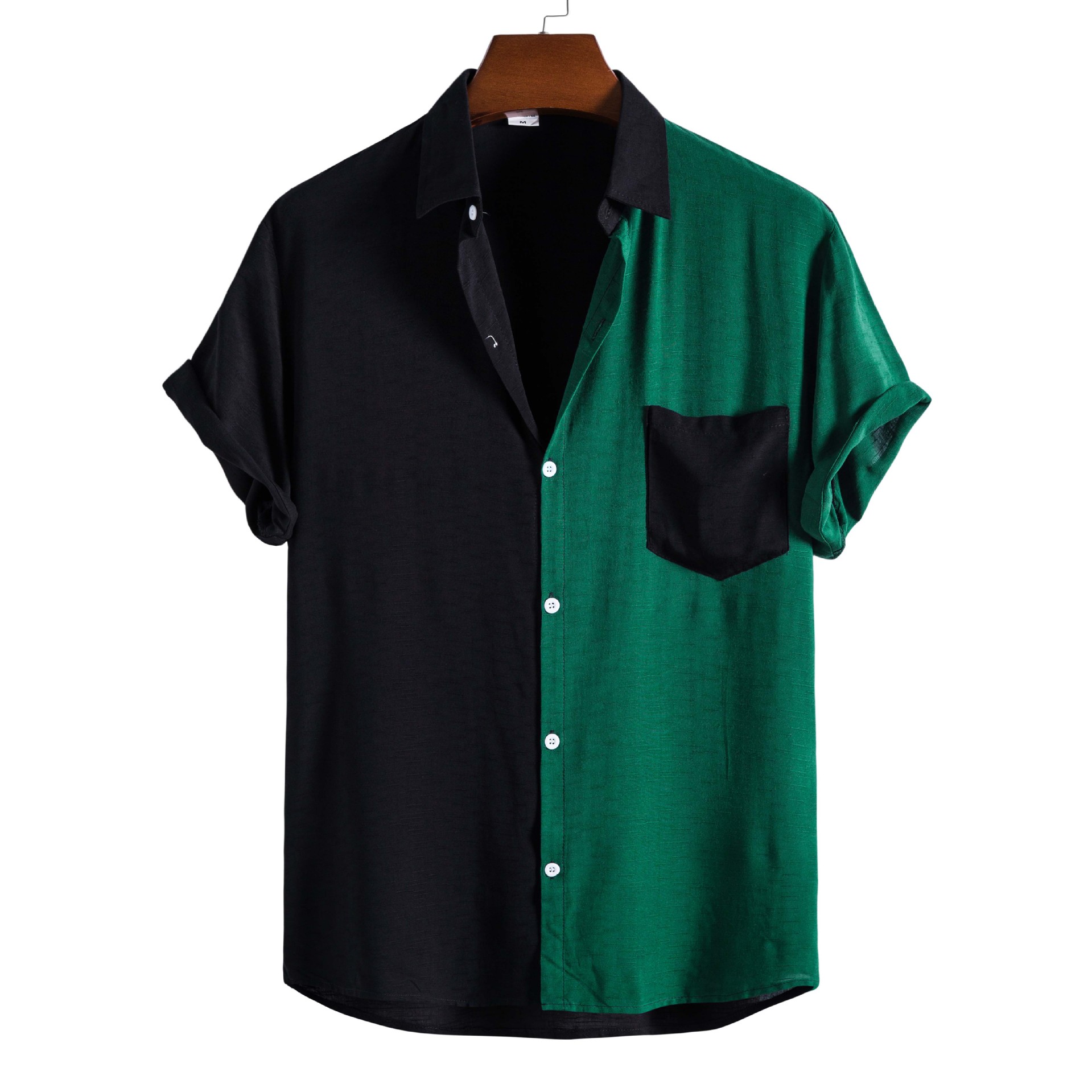 Men's fashion casual splicing short sleeve shirt短袖衬衫