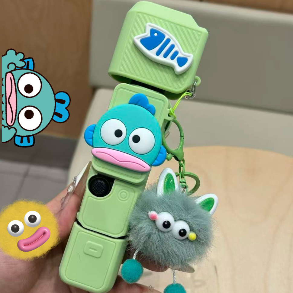 适用大疆pocket4云台保护壳丑鱼汉顿防刮花耐磨运动相机配件收纳