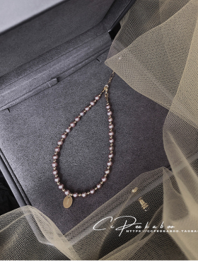 近正圆无暇妖紫色淡水珍珠手链