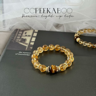 「ccpeekaboo」暴富 黄水晶招财转运黄塔晶情人节礼物金虎眼手链
