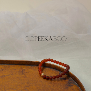 「ccpeekaboo」天然拼色红玛瑙转运珠马年本命年手串送朋友礼物