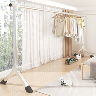 晾衣架落地折叠不锈钢家用阳台伸缩晒衣架室内加粗钢管晾衣服神器