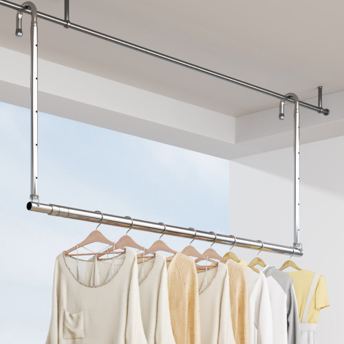 晾衣架家用阳台伸缩晾衣杆晒被子