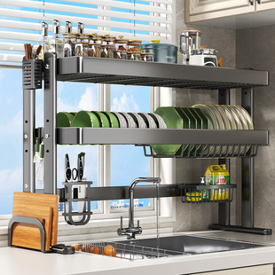 厨房水槽置物架多功能水池碗碟收纳分层架可沥水洗碗池台面水槽
