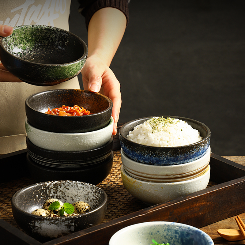 陶瓷饭碗创意餐厅酒店摆台家用碗盘韩式单碗日式复古碗碟套装组合