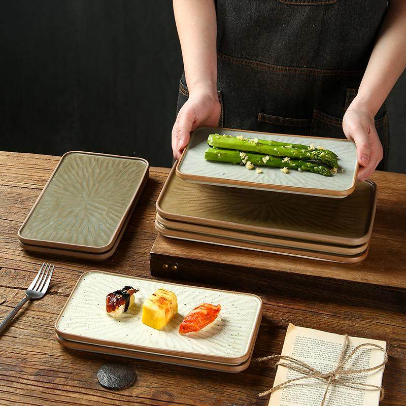 日式陶瓷盘子复古平盘烧鸟盘商用西餐牛排盘创意寿司意面盘刺身盘