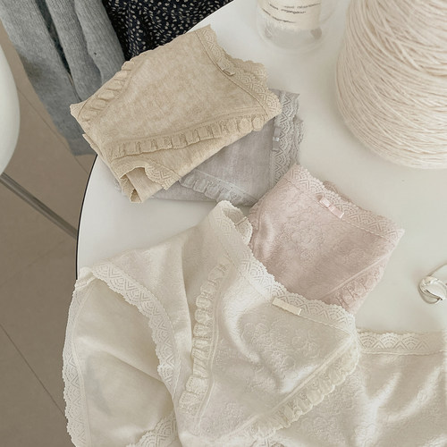 高定雪花绒！法式立体浮雕中腰内裤女蚕桑丝抑菌舒适透气不夹PP