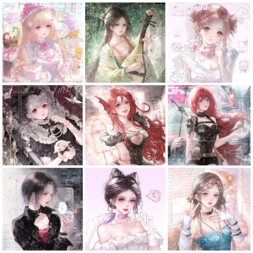 打包400+张 小羊图包 女生厚涂插画头像扭蛋机原创圈 高清无水印