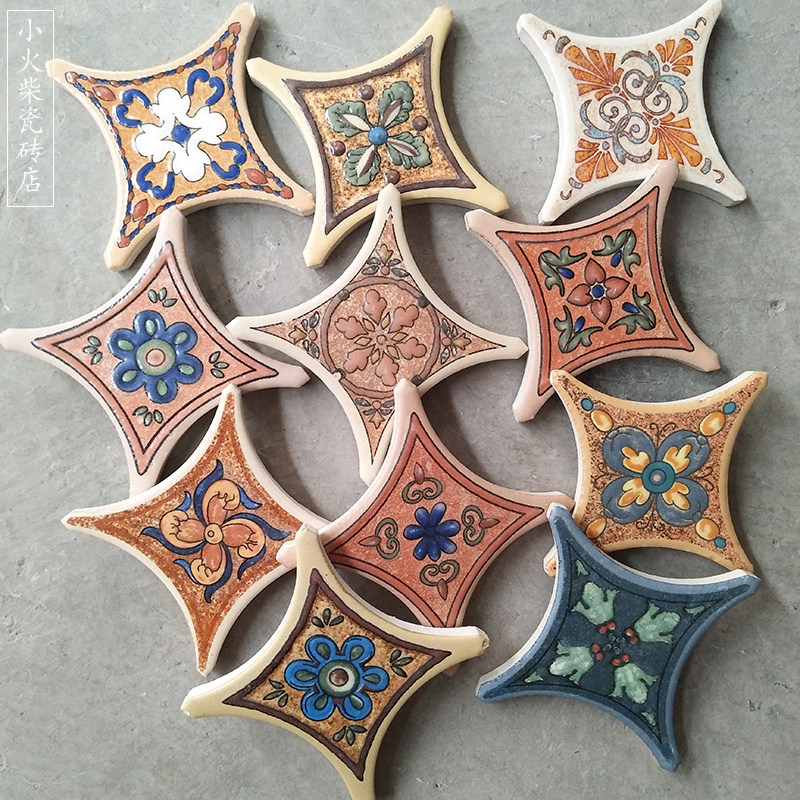 75×75mm小蜜蜂瓷砖圆角角花500仿古砖圆角砖转角角砖73×73花片