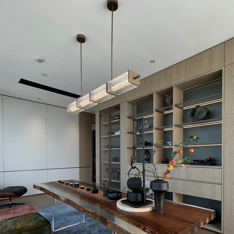 工厂直销【奢华定制】设计师2025新款宋氏美学风格茶台吊灯餐桌茶