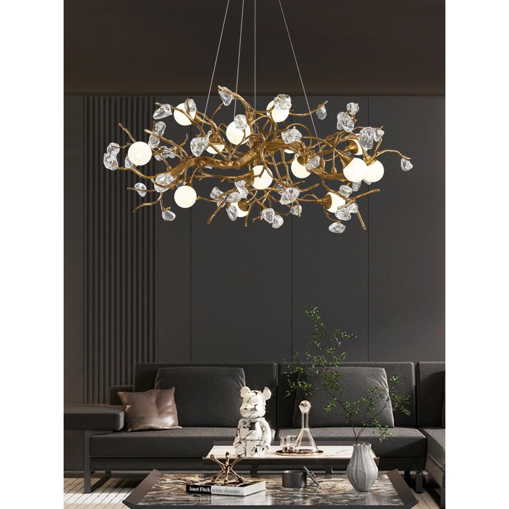 工厂直销全铜客厅轻奢水晶吊灯餐厅灯创意设计师2023年新款卧室异