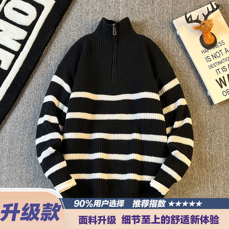 2024日系vintage毛衣男女秋装ins慵懒风bf复古软糯套头拉链针织衫