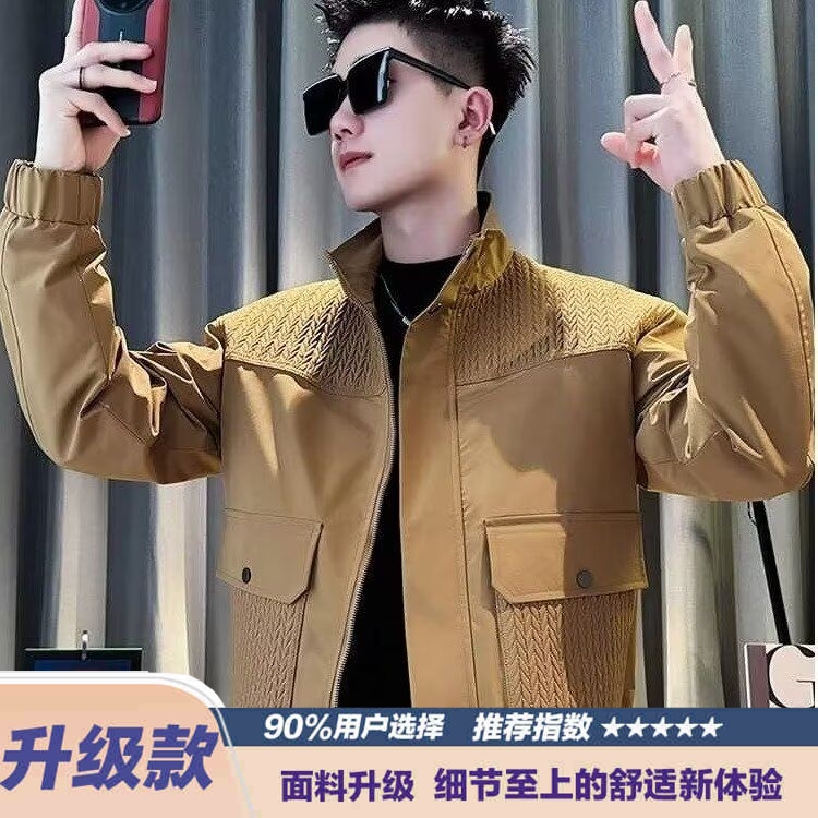 春秋款短款夹克男款高级感潮牌上衣2025新款精神小伙潮流痞帅外套