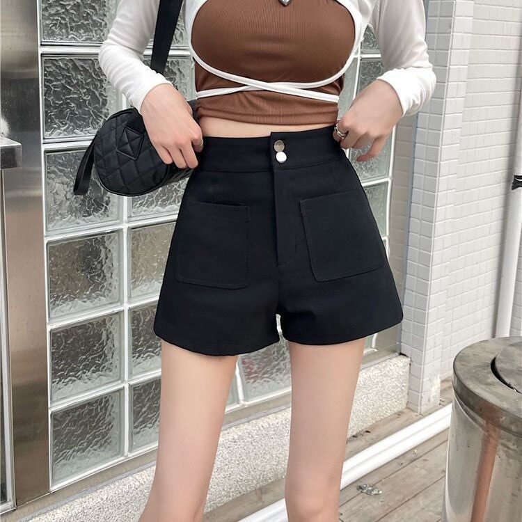 春夏季a字短裤女校园文艺休闲热裤日韩ins跳舞口袋设计感街拍靴裤