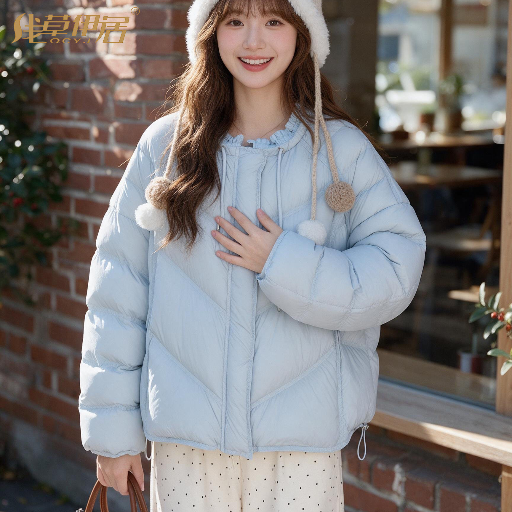 90绒泡芙柔软圆领羽绒服女短款