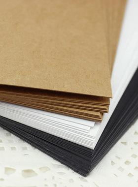 350克加厚手写单词卡空白卡牛皮纸可手绘明信片黑色硬纸白色手绘DIY明信片书签涂鸦加厚贺卡纸晚会主持人手卡