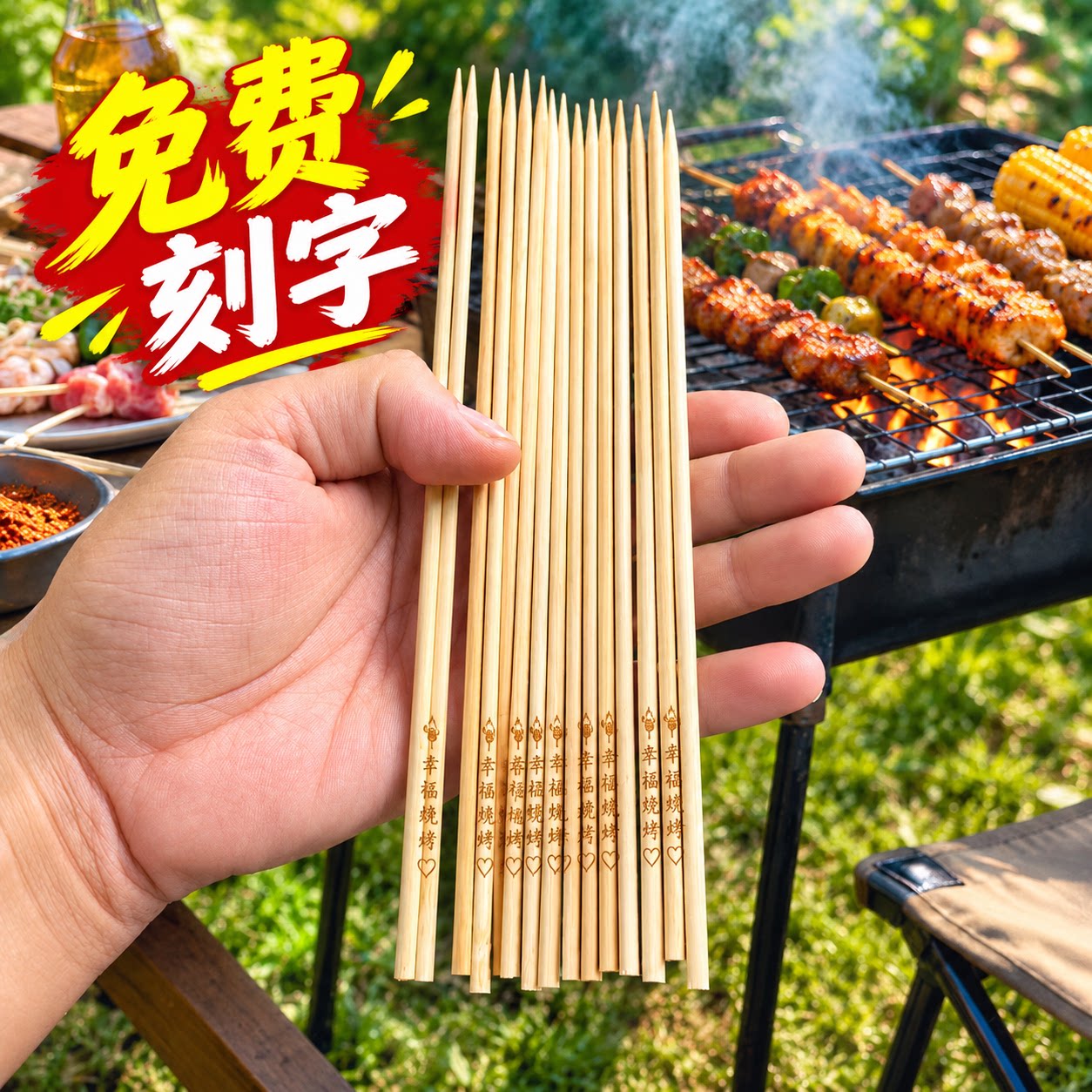 刻字竹签免费定制一次性烧烤火锅串串香关东煮钵钵鸡商用批发签子