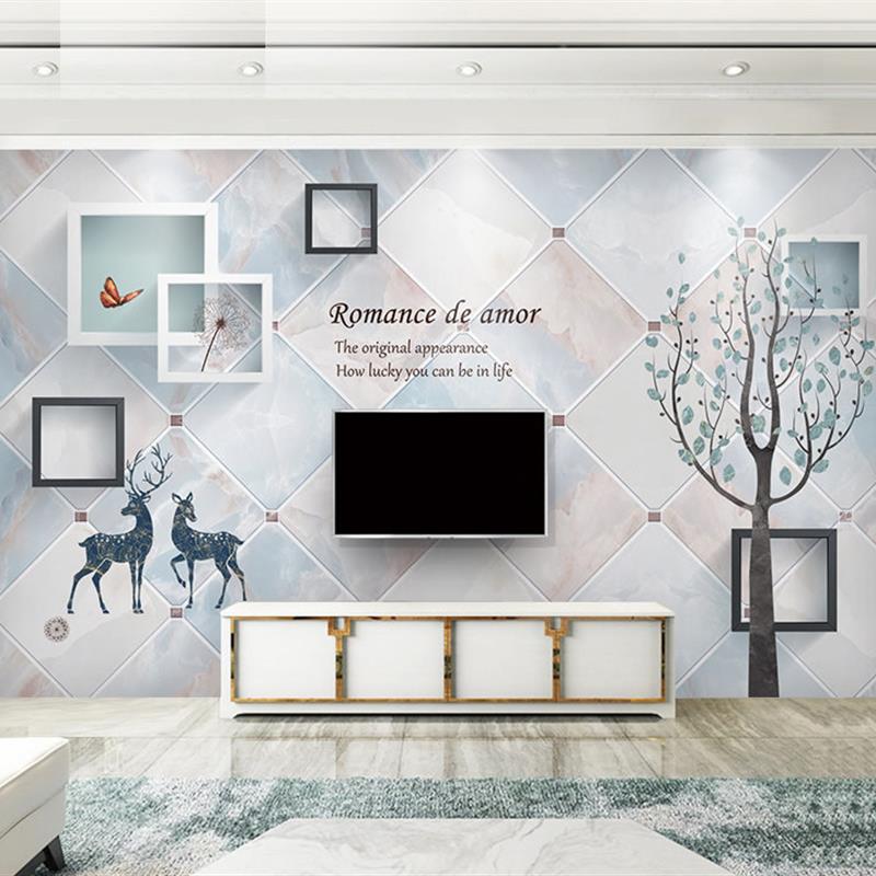 客厅3d电视背景影视墙壁画墙纸5d北欧风格墙布简约现代8d壁纸壁布