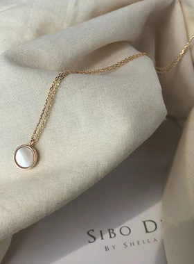 枝影银贝母十字链女珍珠项链