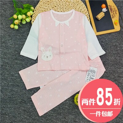 津贝婴儿女童提花空调服内衣套装