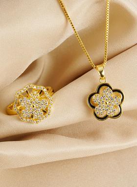 镀18K金花朵项链女小众首饰