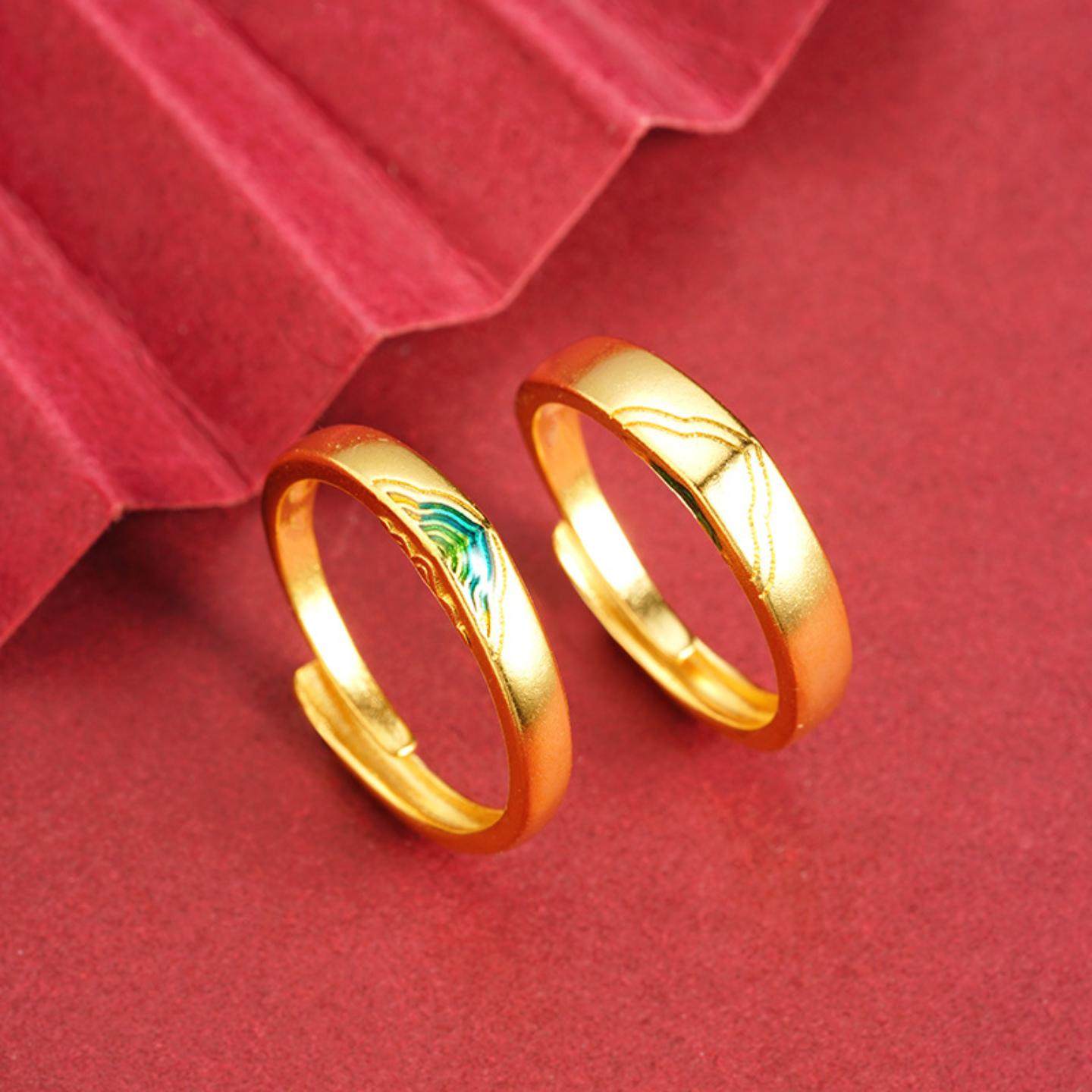 越南沙金青山绿水戒指女小众高级轻奢滴油中国风活口戒手饰品配饰,饰品/流行首饰/时尚饰品新,戒指/指环,淘宝优惠券,粉丝福利购,淘宝优惠卷