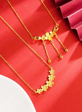 花朵流苏项链女士国潮风沙金