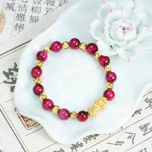 新中式越南沙金手链民族风吞金兽貔貅手串复古高级感久不掉色饰品