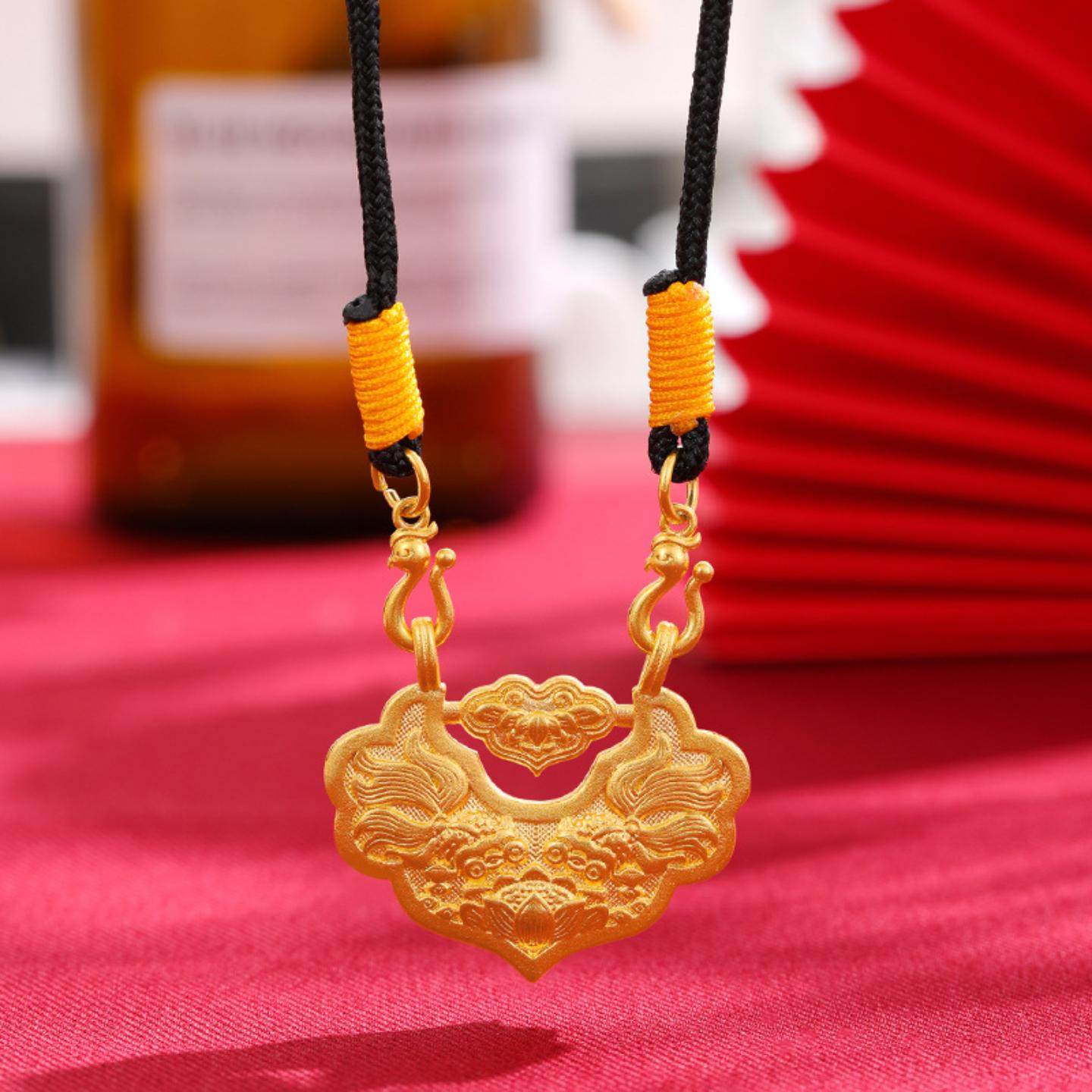 古法沙金锦鲤祥云项链如意锁双鲤鱼绳链男女中国风首饰品配饰新品,饰品/流行首饰/时尚饰品新,项链,淘宝优惠券,粉丝福利购,淘宝优惠卷