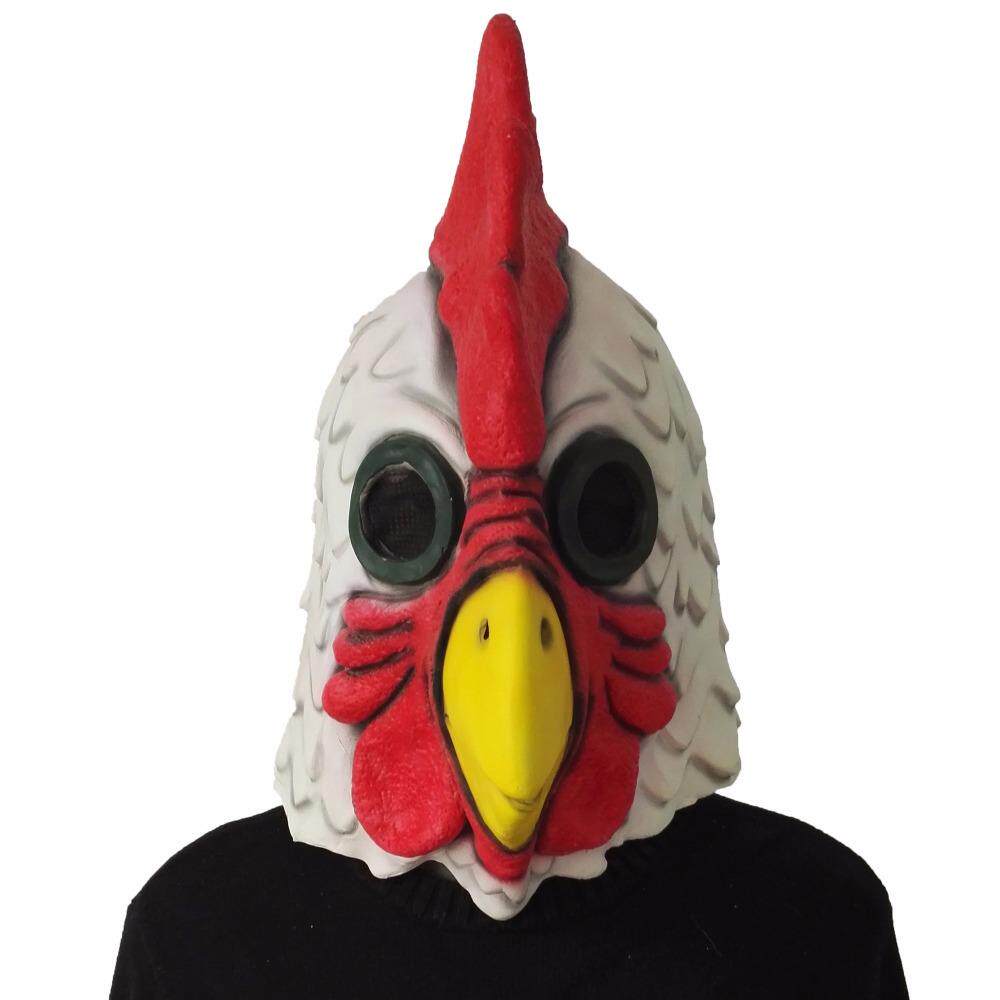 Chicken Cock Mask Adult 鸡头面具公鸡白色乳胶头套万圣节道具