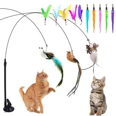 Interactive Cat Toy Handfree Cat Stick Toy Suction Cup Tease