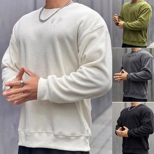 men fleece shirt for 跑步健身房锻炼加绒宽松保暖长袖 worm