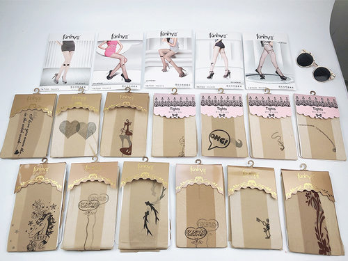 假纹身肤色透明情趣性感连脚裤袜