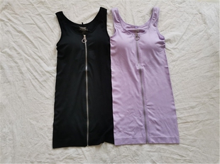 夏季 D22 女式 睡衣吊带居家拉链修身 背心性感睡裙 01外单欧美长款