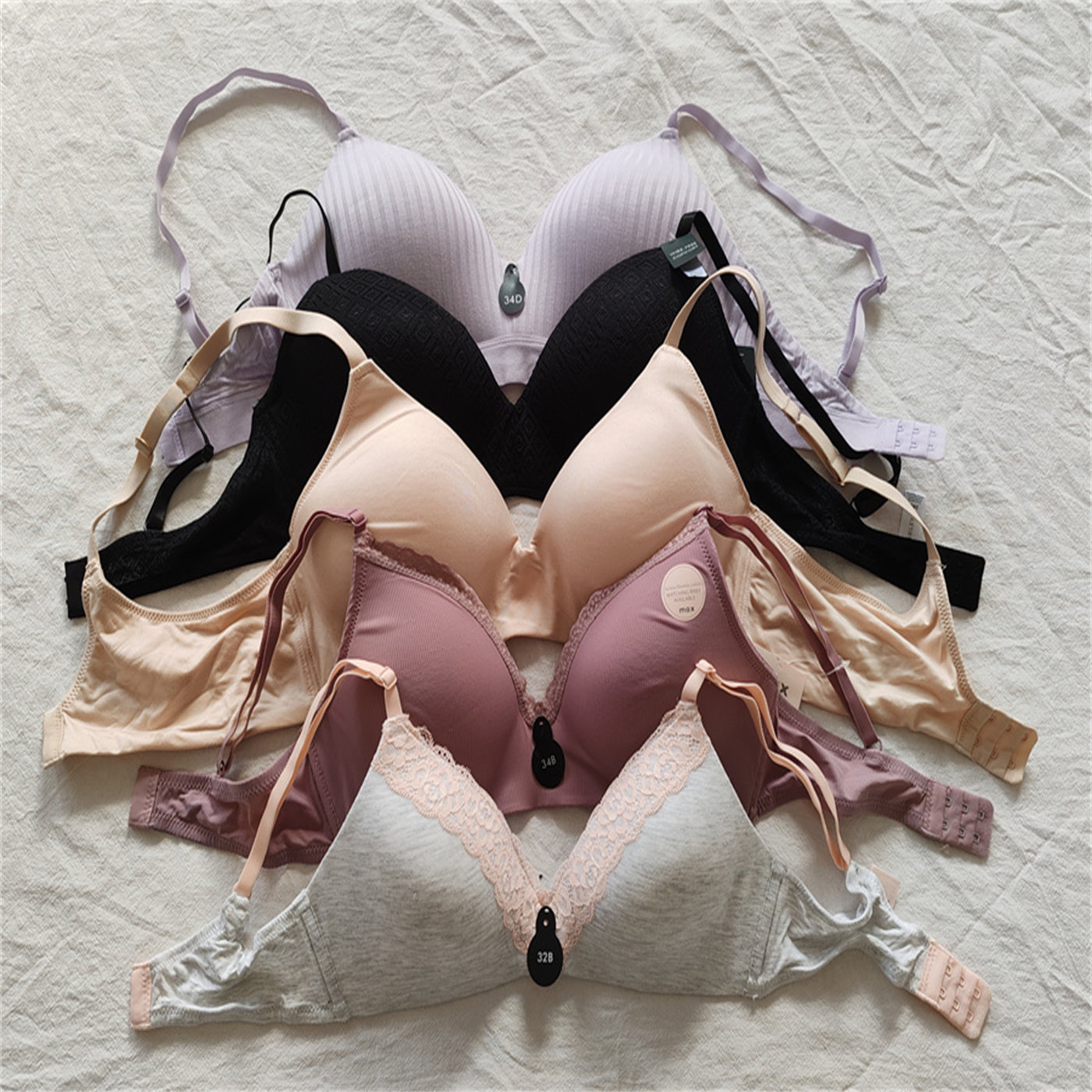 D43-43无钢圈出口欧美薄款大码大胸显小文胸内衣断码清特价多款式