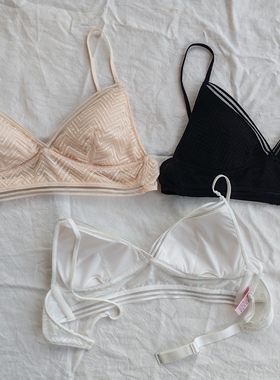 D44-33无钢圈薄款蕾丝防凸点三角杯深v性感大U型露背文胸内衣bra