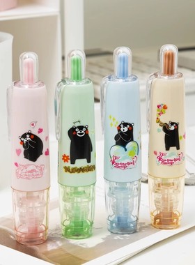 台湾oval欧文熊本熊限定修正带笔式透明涂改带马卡龙色按动式可替换替芯6m学生用不易断改字带可爱猫咪喵早餐